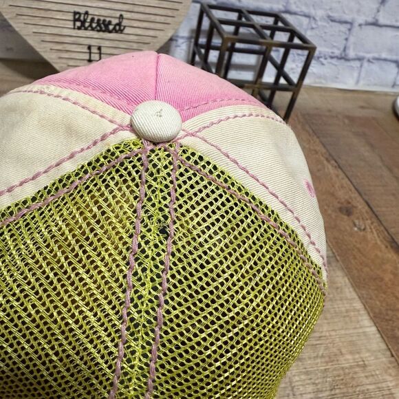 True Religion Distressed Style Strapback Trucker Baseball Cap Hat Tan pink main image 7